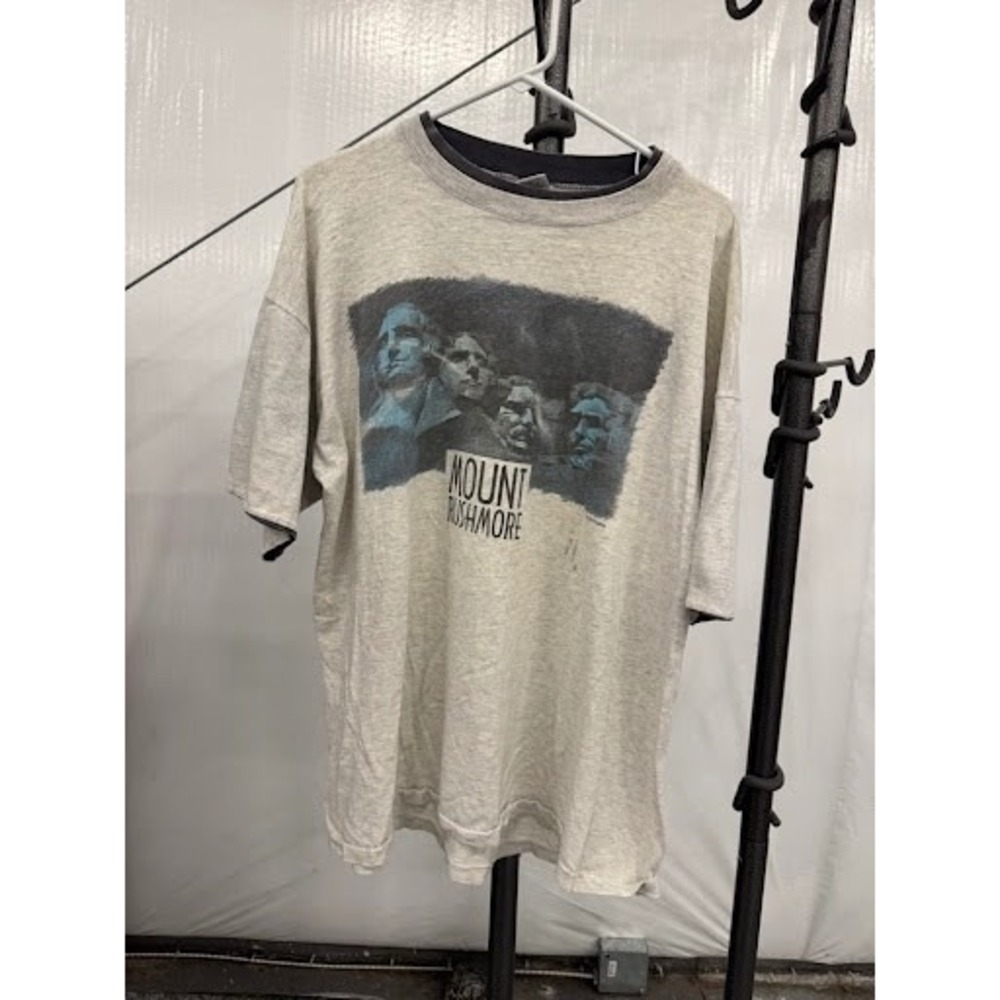 Vintage Mount Rushmore Graphic T-Shirt Men's XL Grey USA Made Single Stitch
